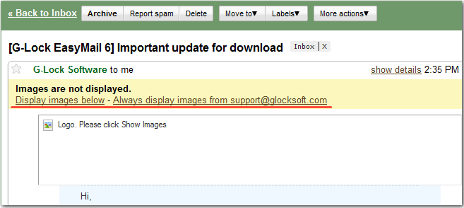 Gmail blocking images